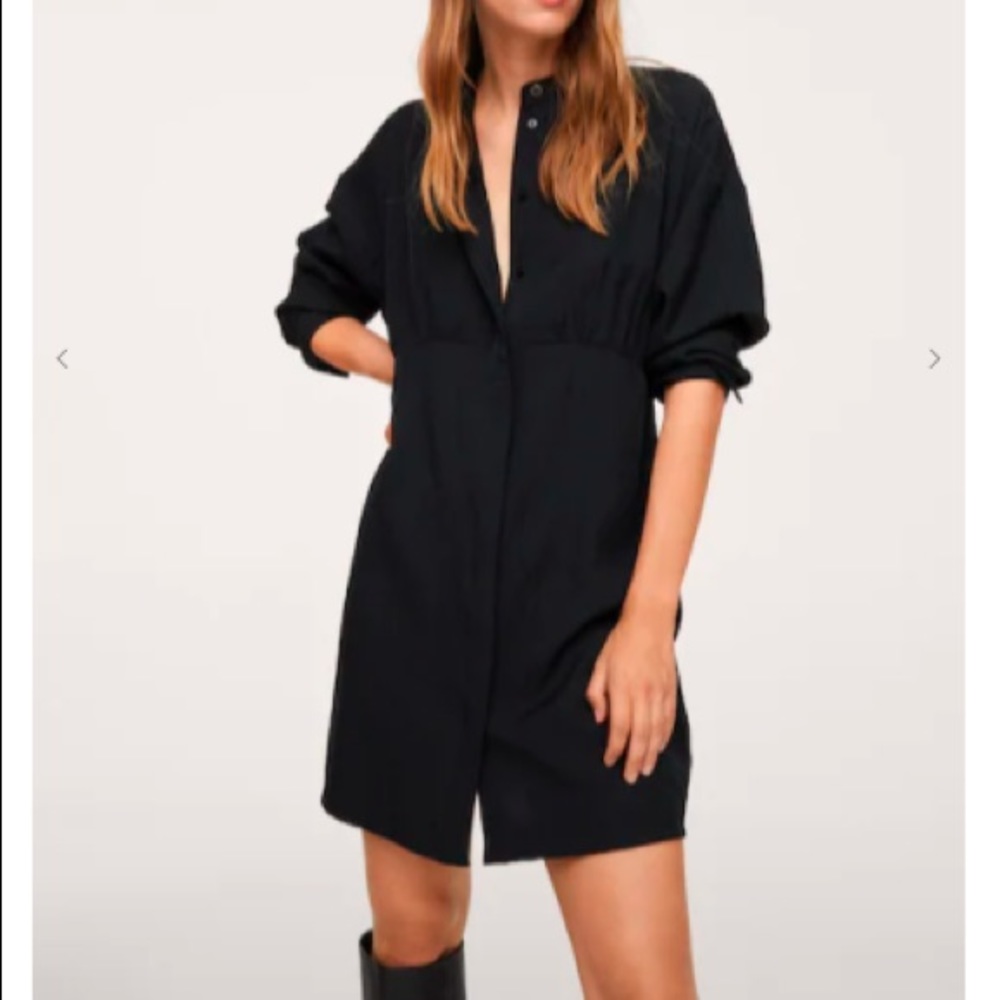 Mango Black Puffed Sleeve Dress